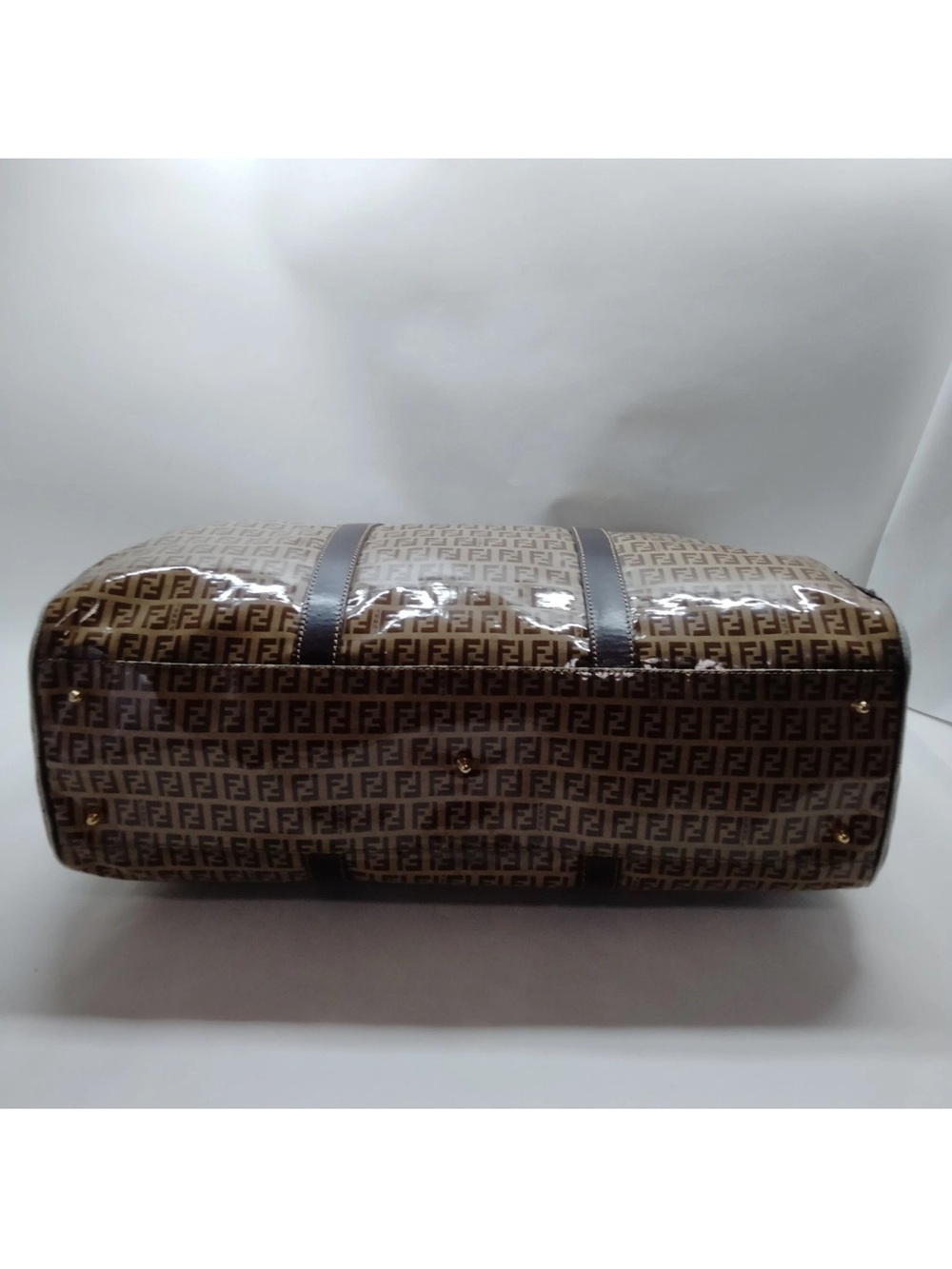 Fendi Beige Brown FF Logo Coated Canvas Duffel Bag - Picture 5 of 10